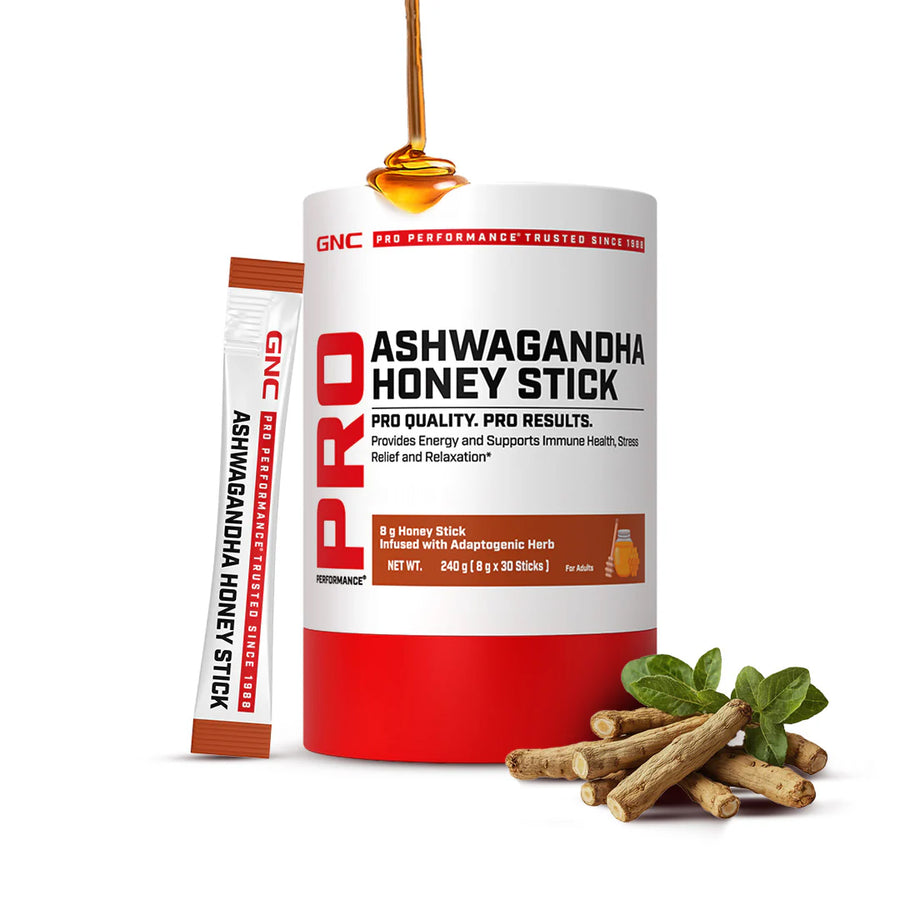 GNC Ashwagandha Honey Stick- 240g (30 Servings) With Powerful Ayurvedic Adaptogen Formulation For Stress Relief, Energy & Recovery
