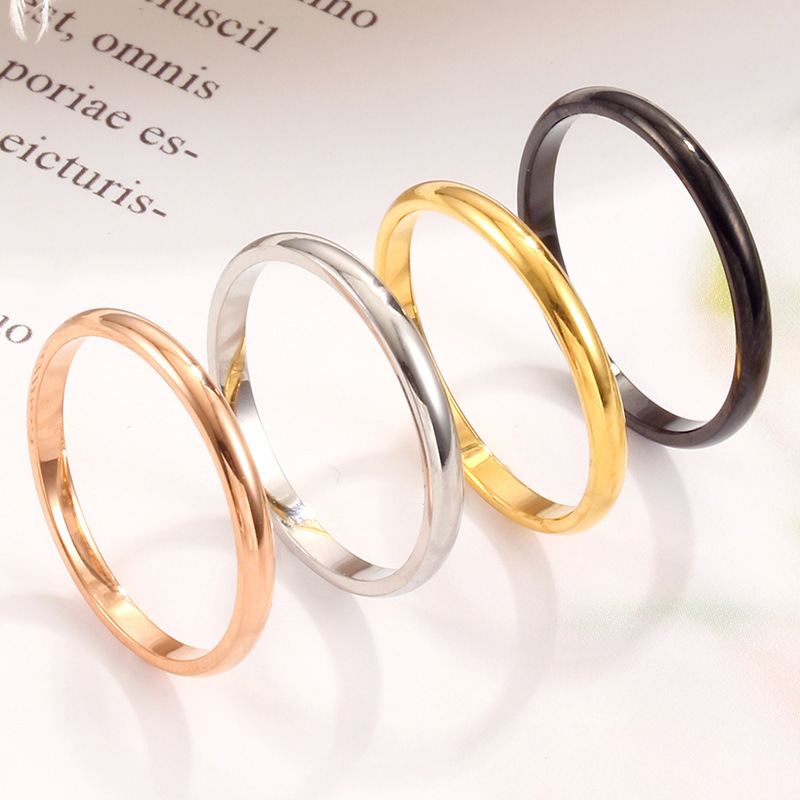 【New Arrivals】New Fashion Simple Gloomy Titanium Steel Ring Plated 18K Rose Gold Spherical Stainless Steel Couple Ring for Women
