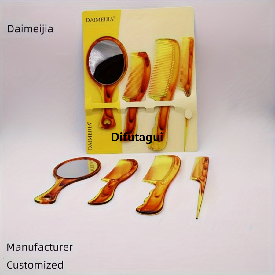 Difutagui Grip ornate ornament hair texture normal and curly hair pieces 4/hair brush Hot Selling and mirror set that fits, there is a mirror design texture brush