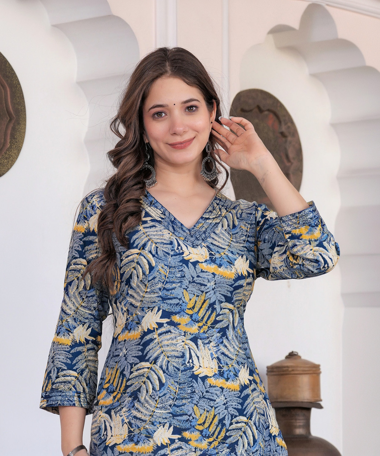Fabdale Floral Print Viscose Rayon Straight Kurta | Everyday / Ethnic (PRSC-010)