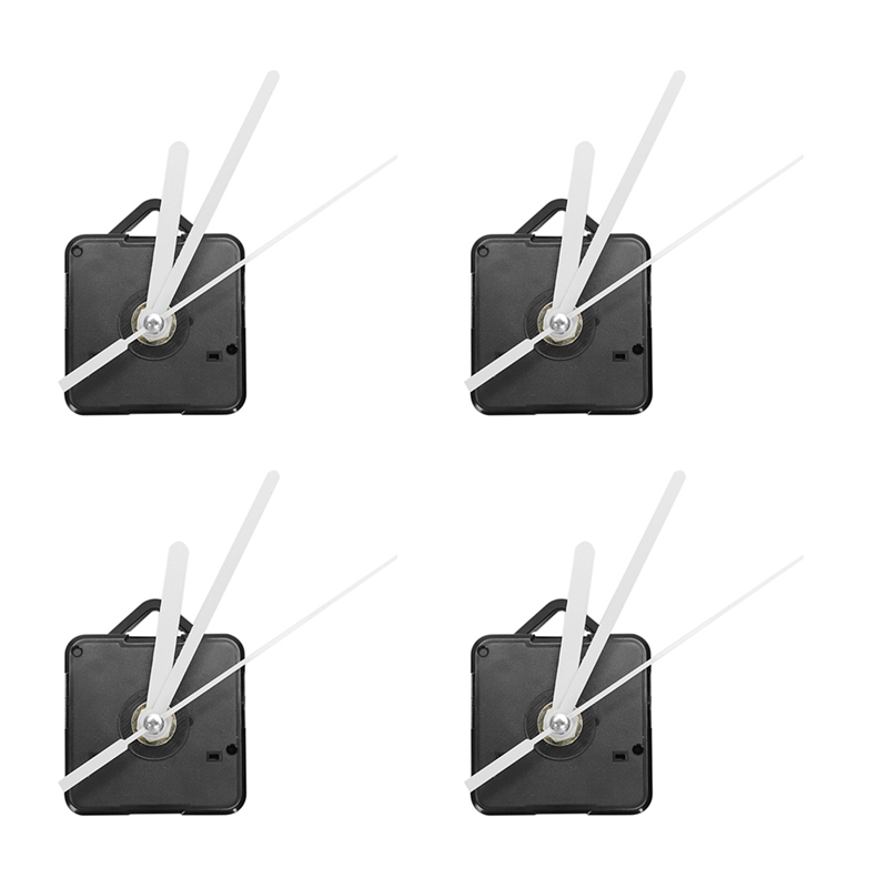 NAMUNY 4 Pack Wall Clock Repair Parts Pendulum Movement Mechanism Quartz Clock Motor with Hands & Fittings Kit(Black)