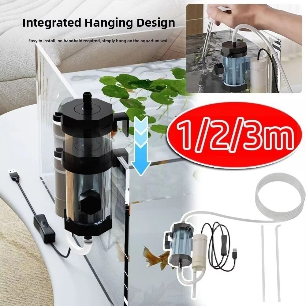 Portable Powered Aquarium Water Changer 280GPH Electric Vacuum Gravel Cleaner Strong Suction Detachable Dirt Waste Remover Aquarium Cleaning