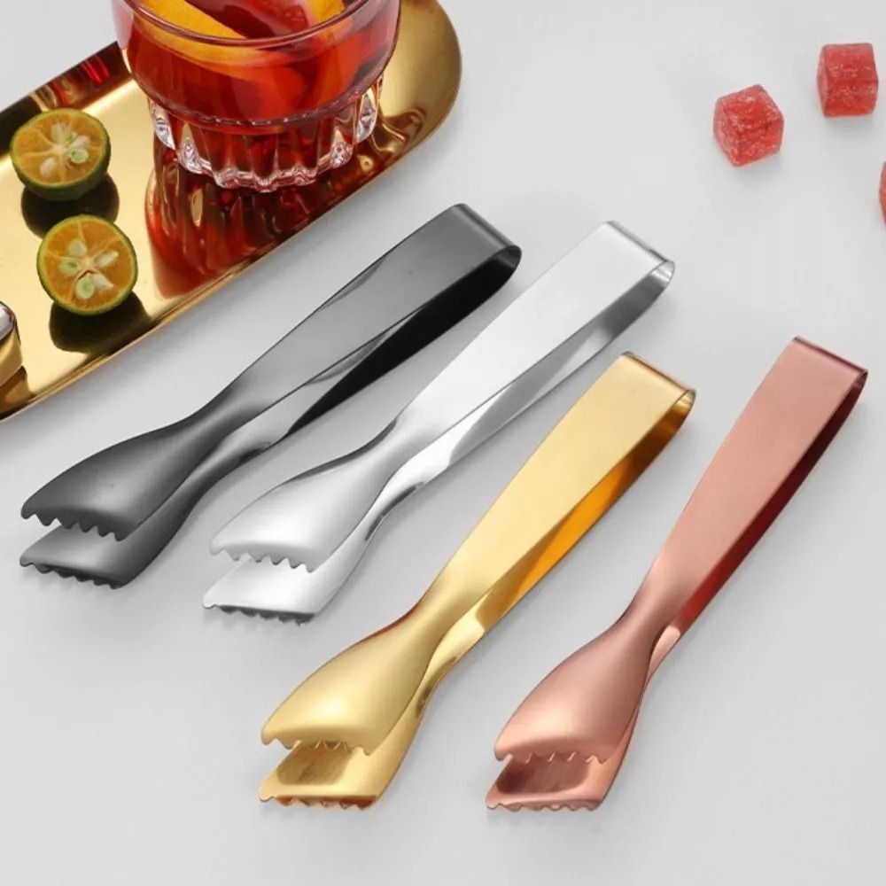 New 304 Stainless Steel Serrated Ice Cube Clip Portable Multifunctional Food Clip Anti-skid Rust-proof Serving Tongs Barbecue Clip