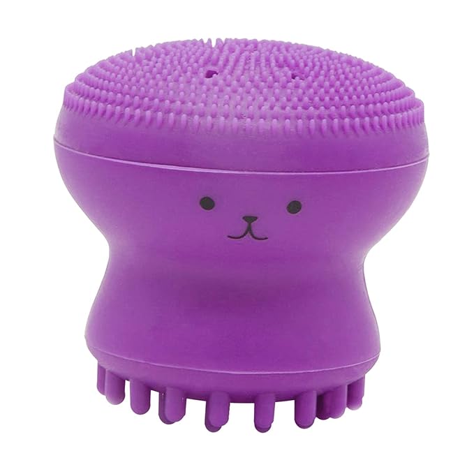 Cute Silicone Face Brush for Massage Remove Scrub Deep Cleansing purple