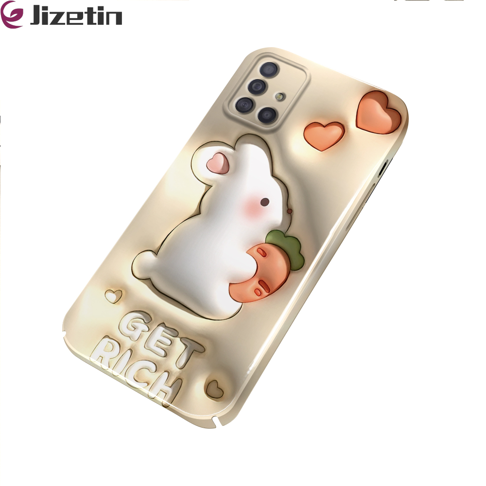 Jizetin for Samsung A71 4G Back Cover Cute Rabbit Luxury Slim Hard Crashproof Mobile Phone Case