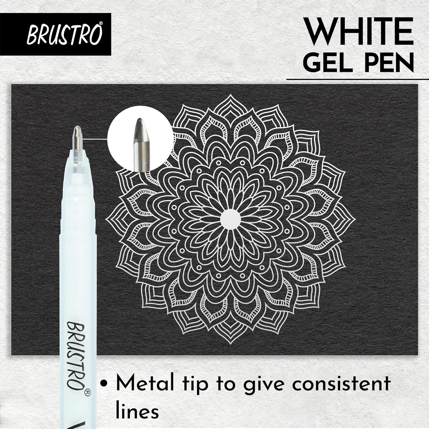 Brustro White Gel Pen set of 2 Tip Size - 1 mm