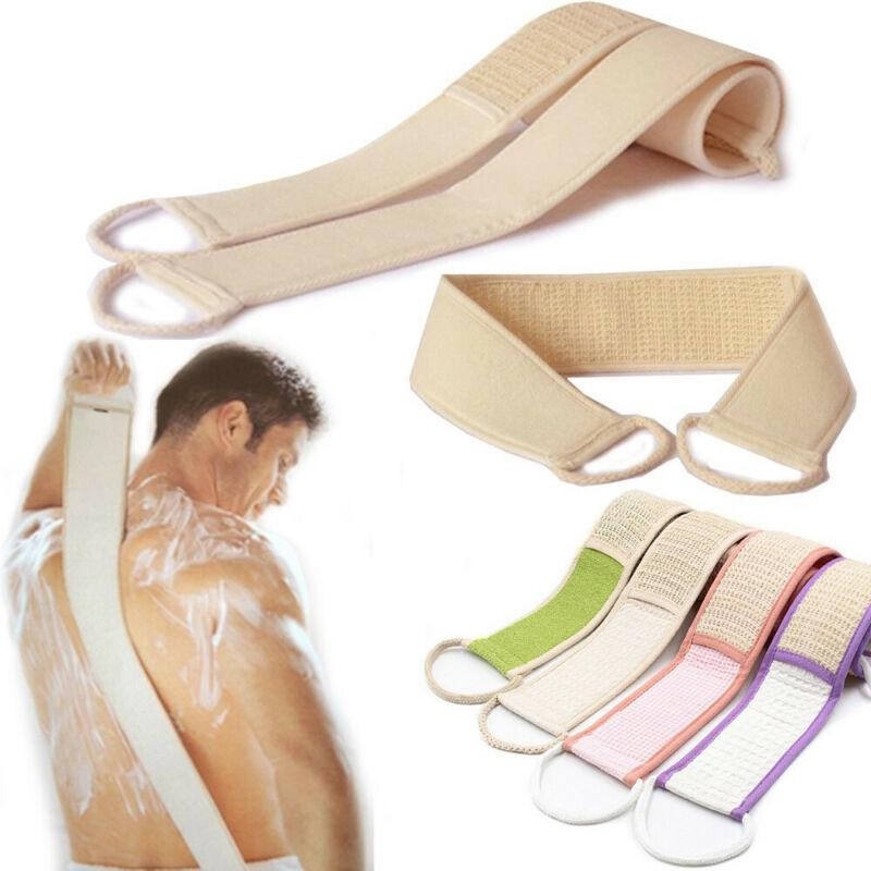 Exfoliating Scrubber Natural Loofah Back Strap Bath Brush - Shower Massage Spa Scrub Sponge for Body Cleaning