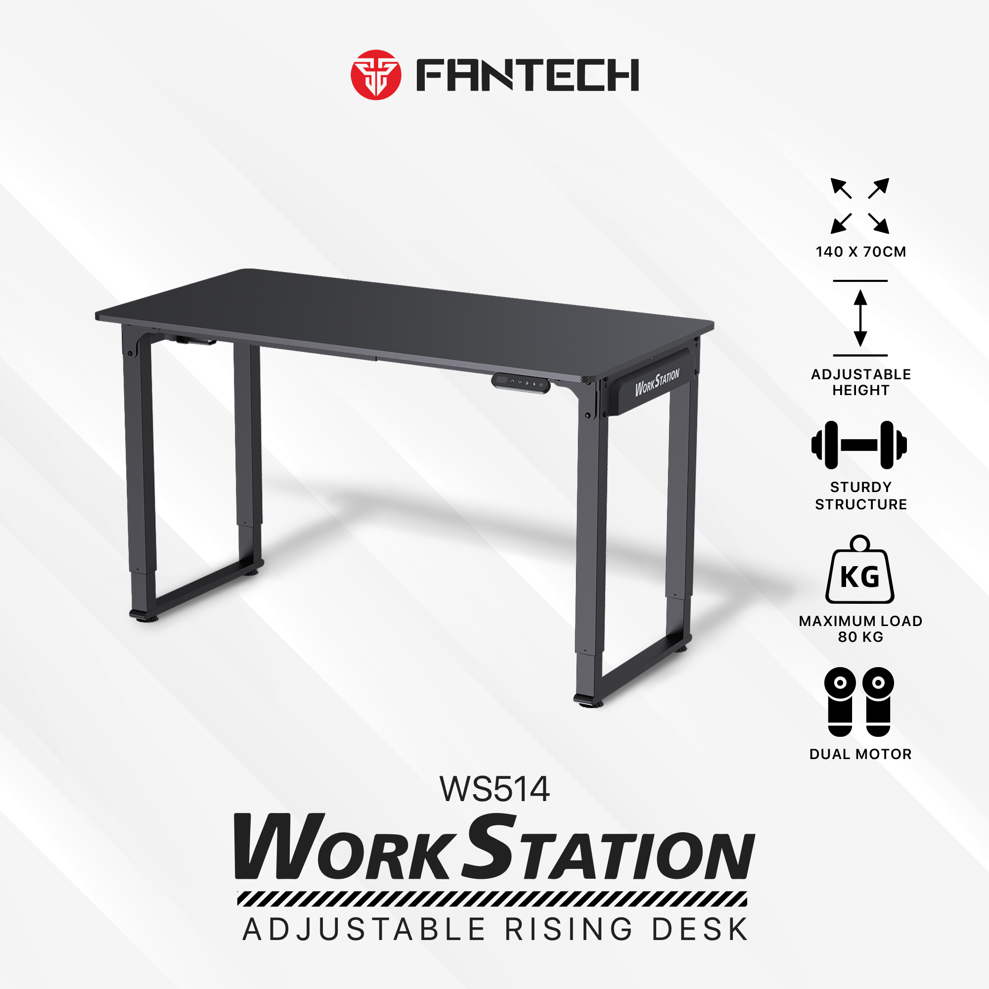 FANTECH WORKSTATION WS514 ADJUSTABLE RISING GAMING DESK-Black