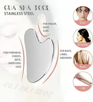 Stainless Steel Gua Sha Facial Tools, Lymphatic Drainage Massage Scraper for Face, Eyes, Neck, Body