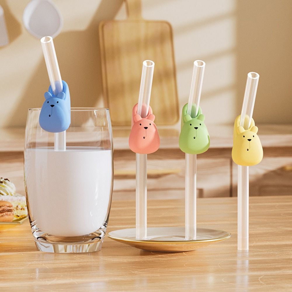 New Portable Baby Buckle Straw Multi-function Soft Children's Silicone Suction Water Cup Accessories Cartoon Straw