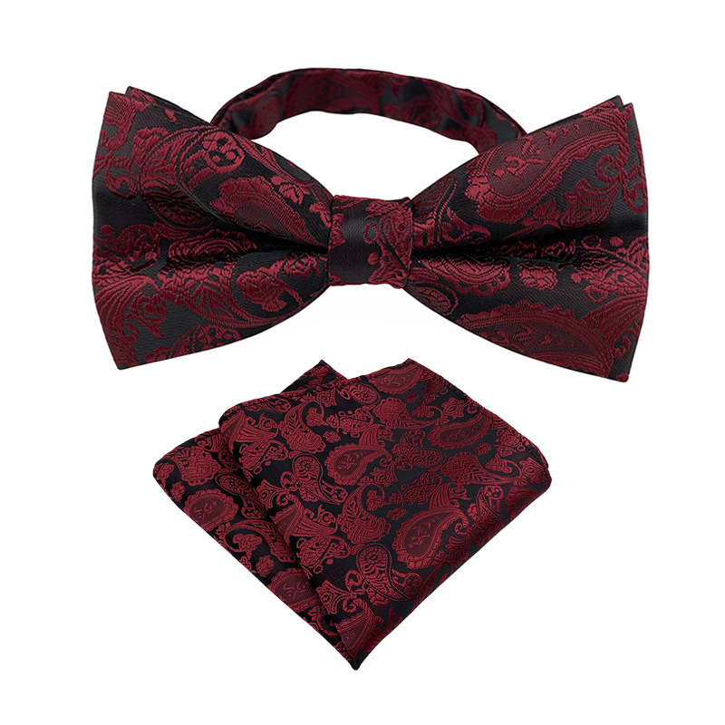 Yongfeng stock supply 2025 new paisley bow tie plus pocket towel set groom wedding bow tie