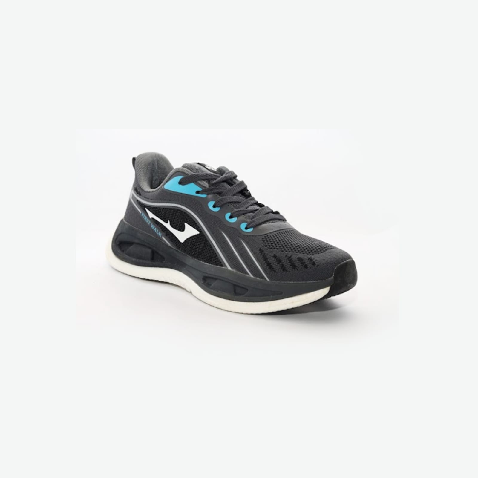 First Walk Shoes | Unisex White, Black & Orange Sports Running Shoes for Men & Women (Art 170)