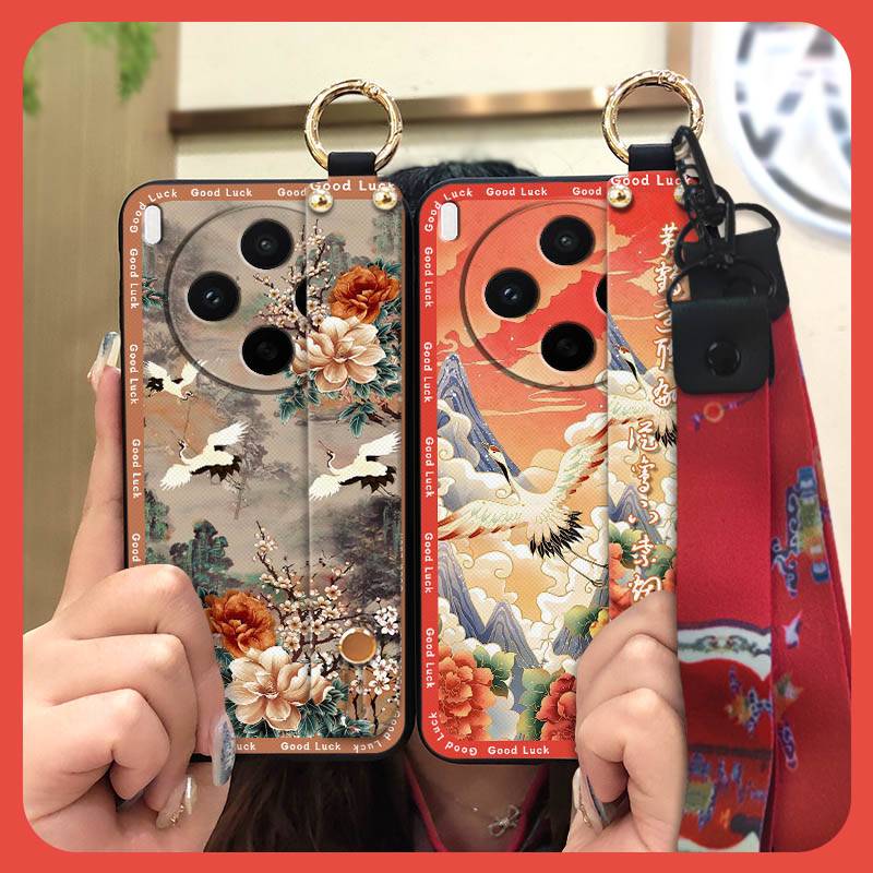Shockproof Soft case Phone Case For VIVO X300S Lanyard Anti-dust Wristband Waterproof Durable Elderly lady Kickstand