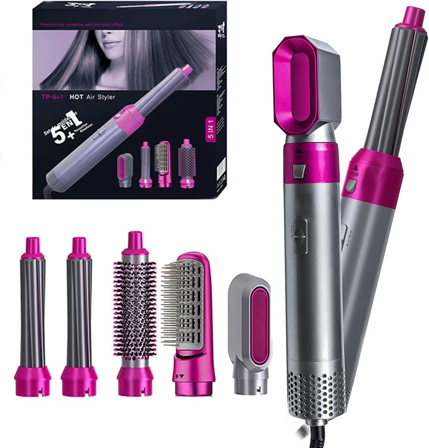 Electrohub 5-in-1 Hot Air Styler - Hair Straightener, Dryer Comb & Curling Brush with Scalp Massage | Multifunctional Electric Hair Styling Tool for All Hair Types