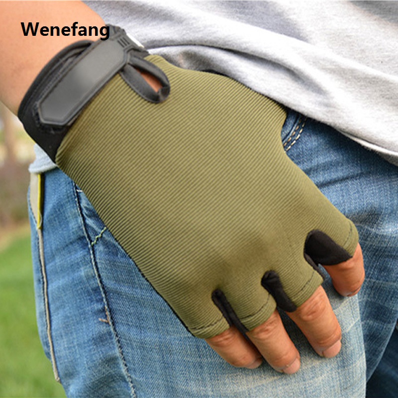 Wenefang Anti-Slip Fingerless gloves Men Half Finger Fishing Hunting Cycling Gloves Outdoor Tactical Sport Equipment Camping Gloves