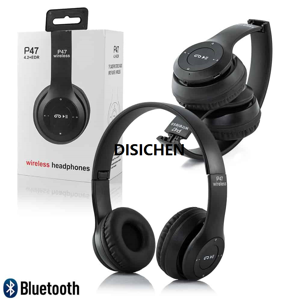 DISICHEN P47 Bluetooth Wireless Headband Earphone Hands Free Music Headset With MF/TF 4.1 Headphone (Features i7s i11 i12 i15 XB450 Solo Fold) 139834556 Flash_LK