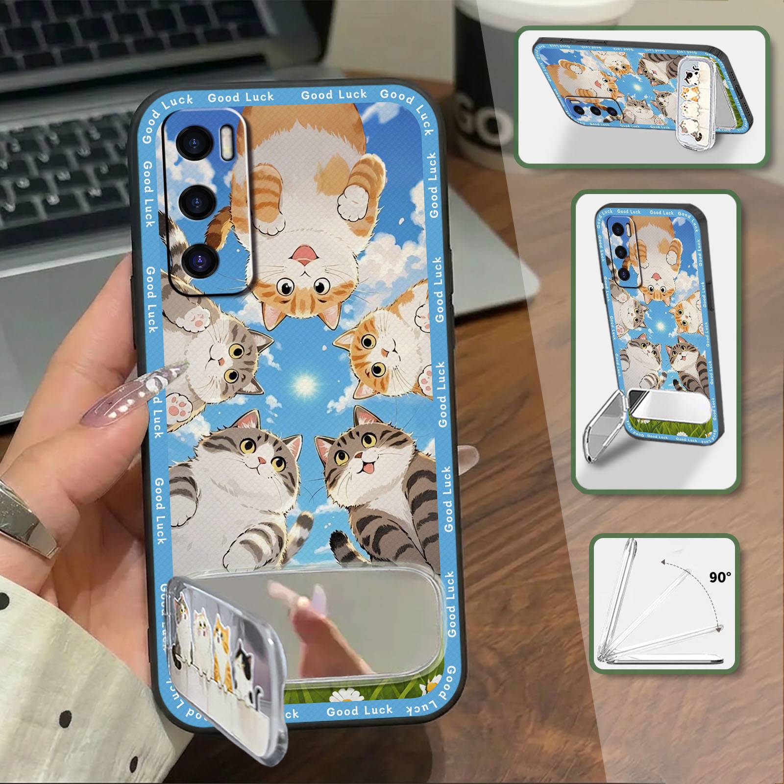 Silicone Soft case Phone Case For VIVO V20 SE/Y70 2020 Durable Makeup Mirror Cloth Patch Phone Pouch Fashion Design Cute
