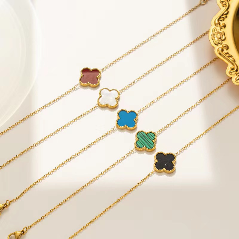 【Top-notch quality】V gold high the Van family clover five-flower bracelet female white fritillary niche luxury 18k jewelry a piece
