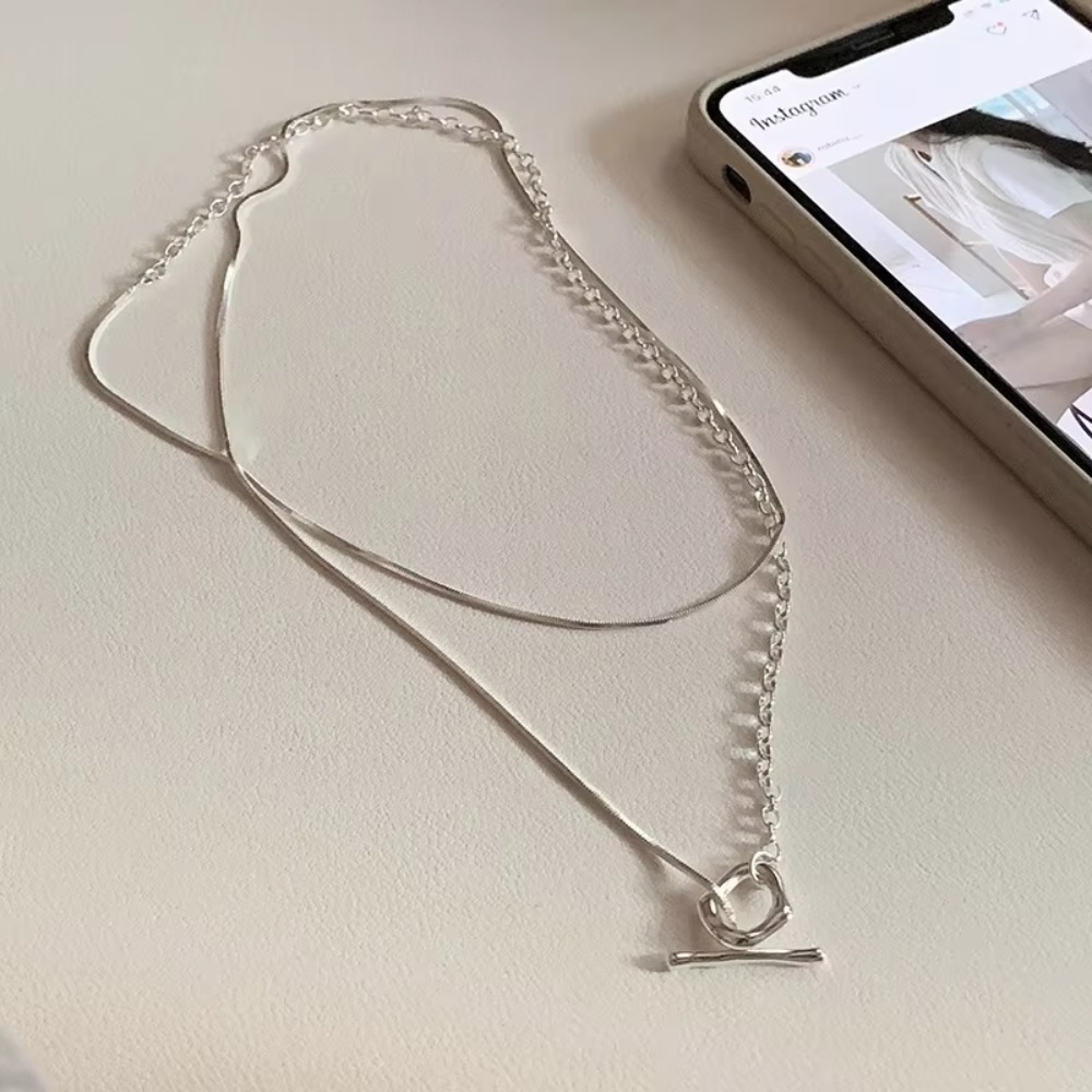 Exquisite Irregular Pendant Woman Pendant Choker Long Silvery Sweater Chain Double Layer Necklace Birthday Gift