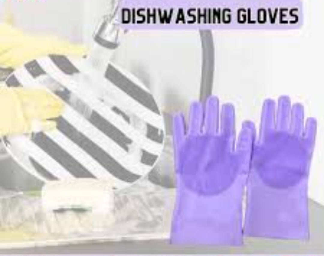 Multipurpose Magic Silicone Rubber Dish Washing Hand Gloves With Scrubber For Kitchen And Pet Grooming, Car, Bathroom, House Hold, Multicolor