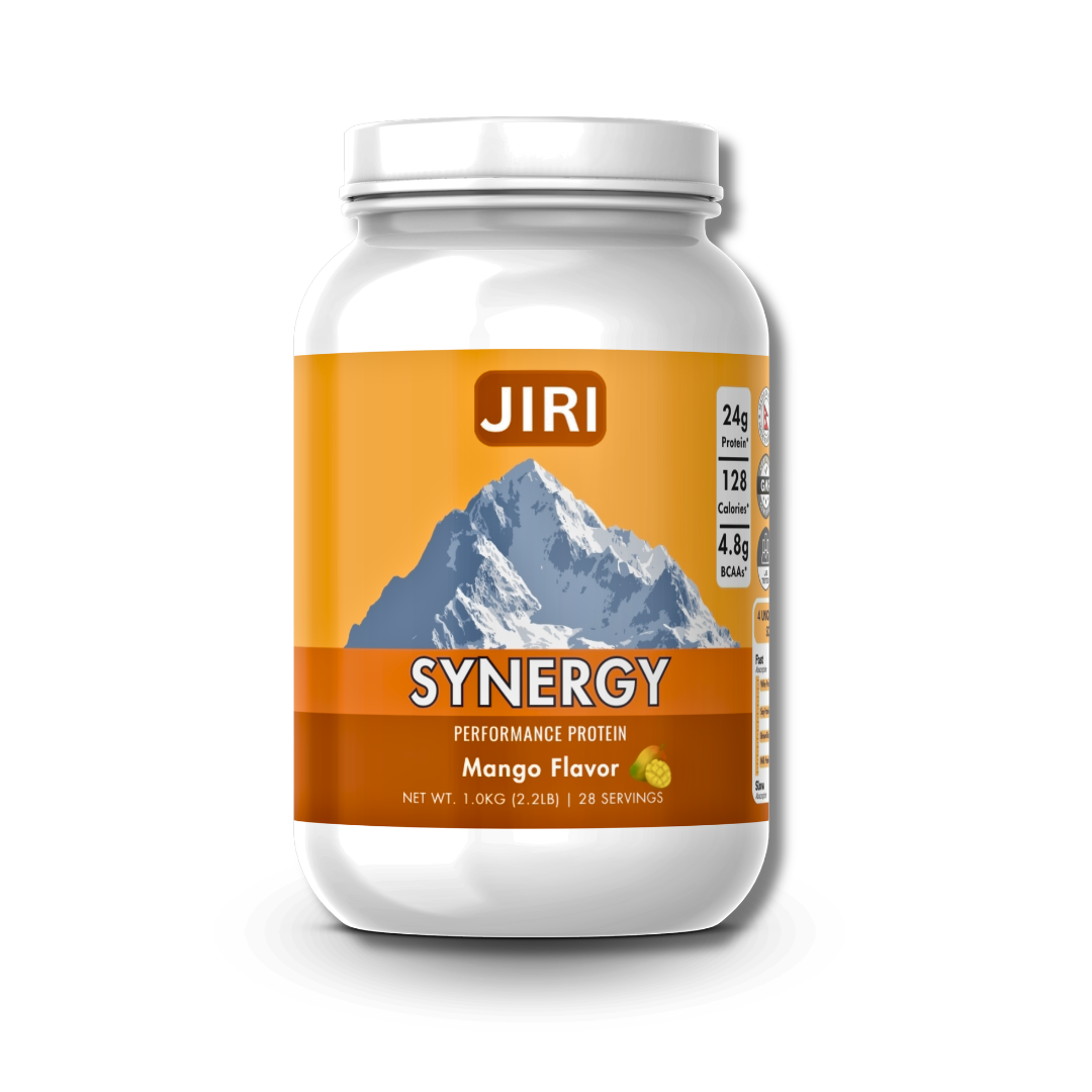 Jiri Nutrition Synergy Mango Flavor Protein Blend - Whey & Plant-Based 24g Protein 1kg for Enhanced Muscle Support