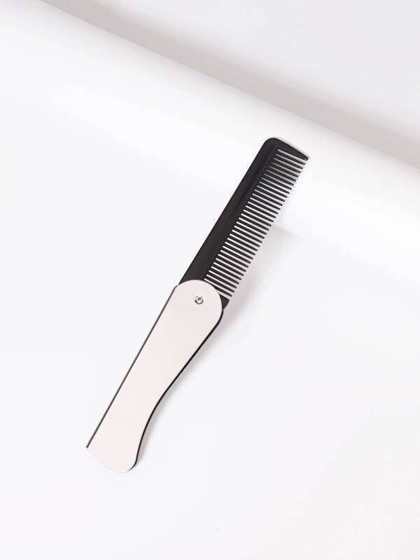 1PCS stainless steel folding mens comb, fine toothed straightener, used for daily hair and beard combing
