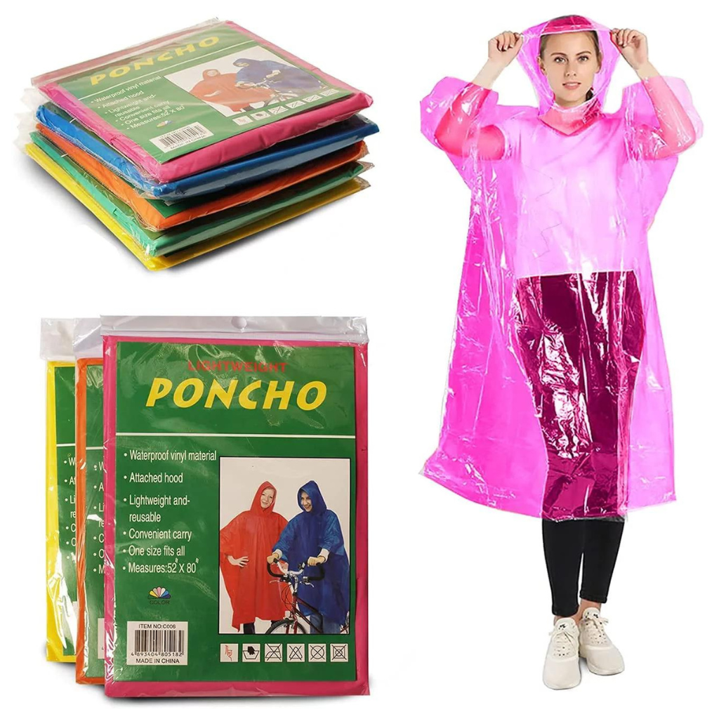 Multicolor Adult Poncho Raincoat with Hoods