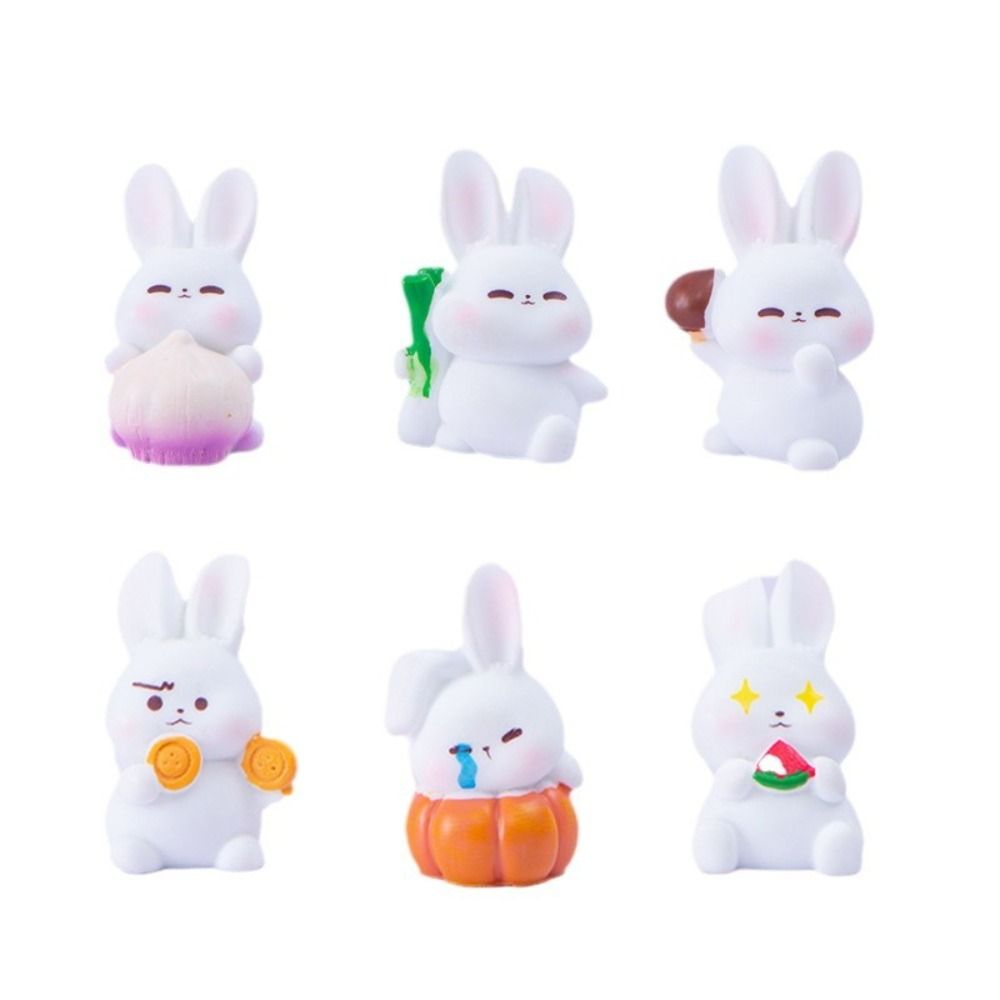 Kids Gift Funny Cute Rabbit Miniatures Resin Crafts Realistic Mini Rabbits Ornament DIY Micro Landscape Ornament Desk Decoration