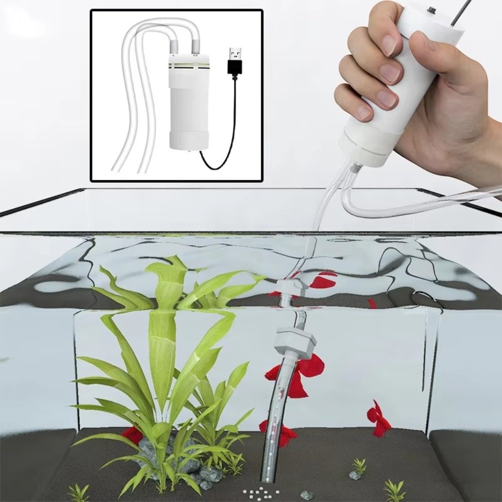 Portable Powered Fish Water Changer with Filter High Flow Electric Suction Drainer Quiet Gravel Cleaning Self Priming Water Pump Freshwater Saltwater Tanks