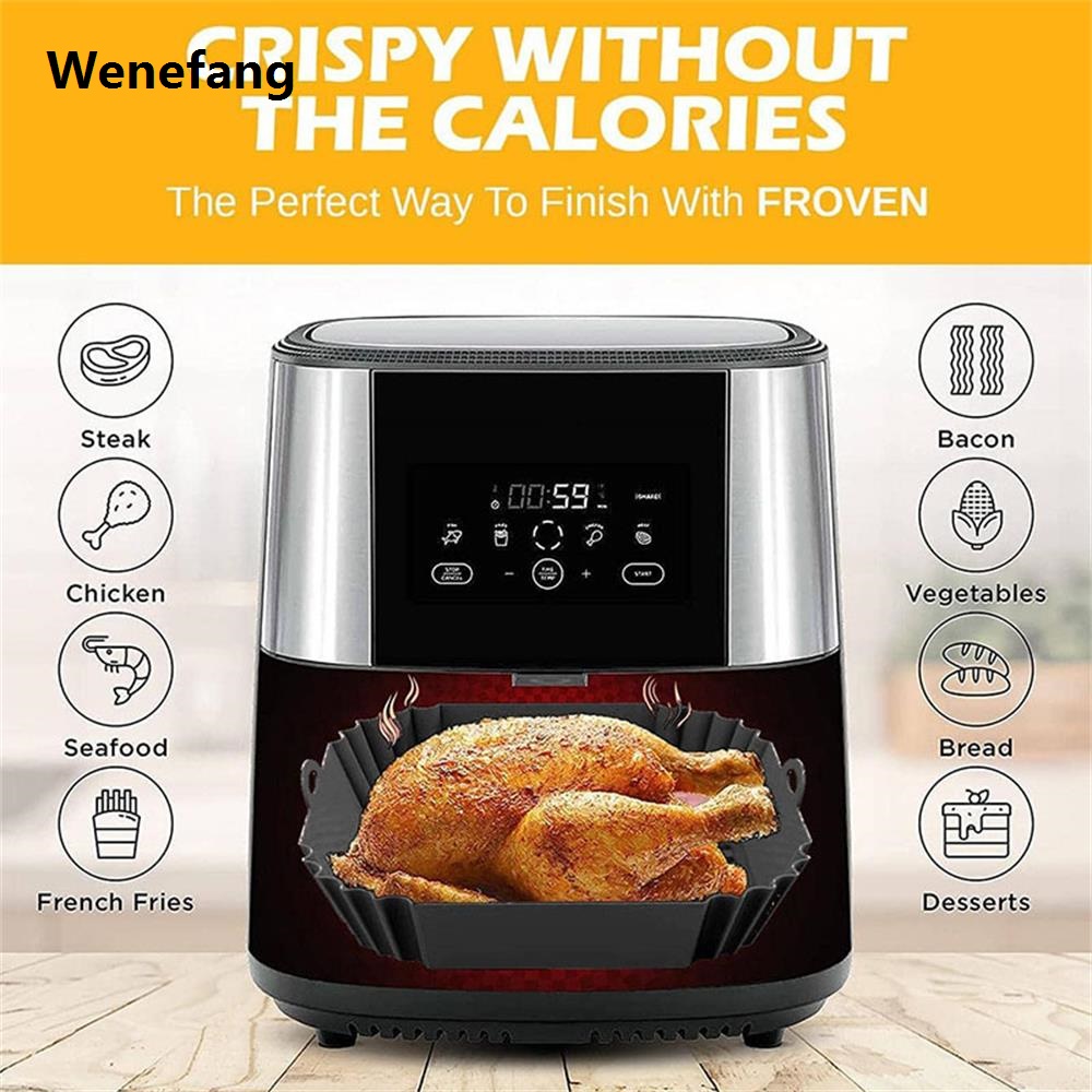 Wenefang 1pc Silicone Air Fryer Pot Tray With Handle, Square Air Fryer New Baking Pan, Reusable Air Fryer Liner For Kitchen Baking