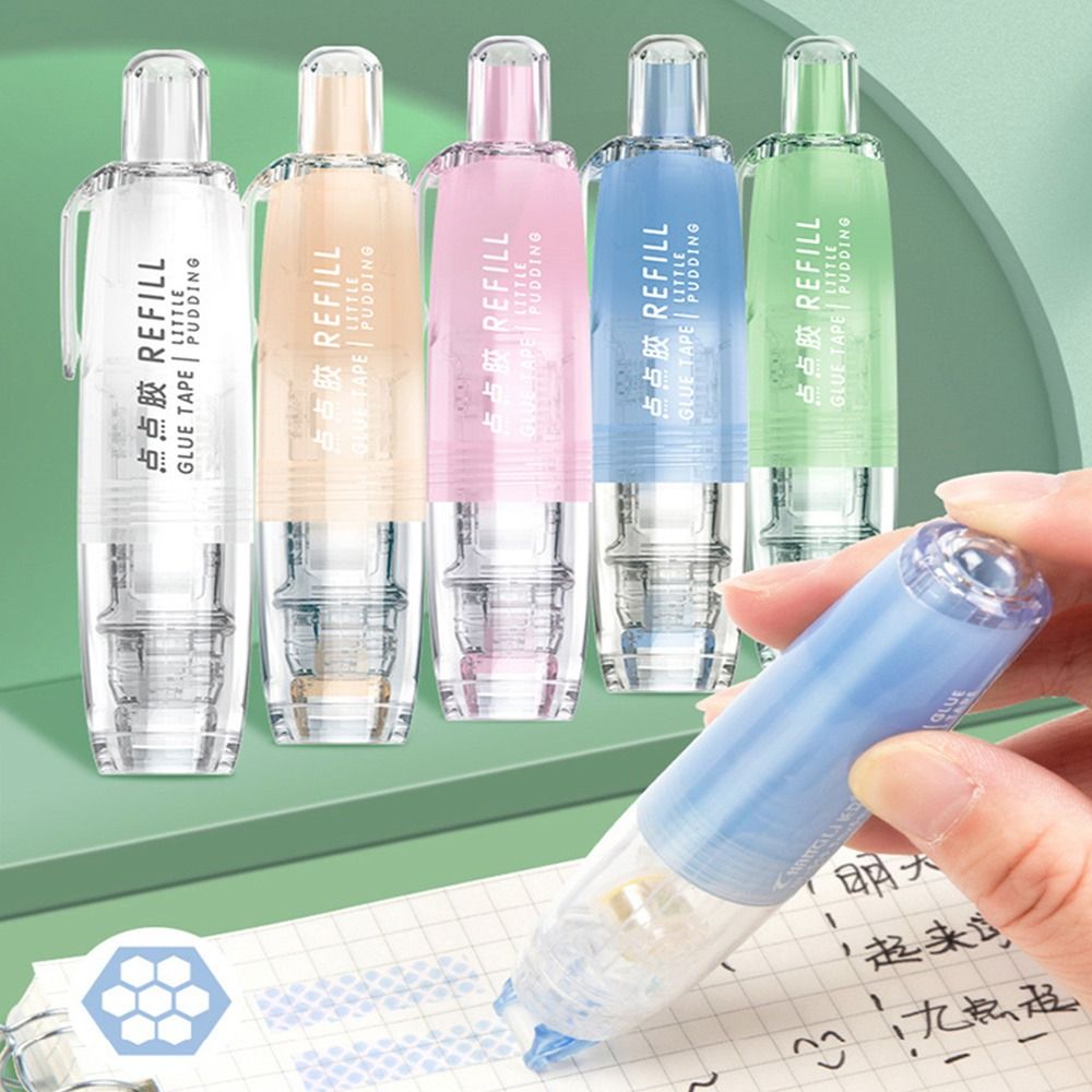 Durable DIY Scrapbooking Double Sided Adhesive Replaceable Core Pen Shape Glue Tape Dispenser Press Type 360 Degree Rotation Tip Glue Pen School Office