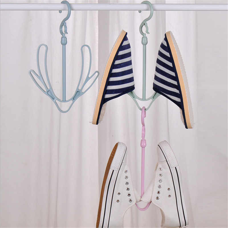 Creative Windproof Double Hook Shoe Drying Rack - Multi-Purpose Hanging Shoe Hanger for Balcony, Bathroom & Laundry