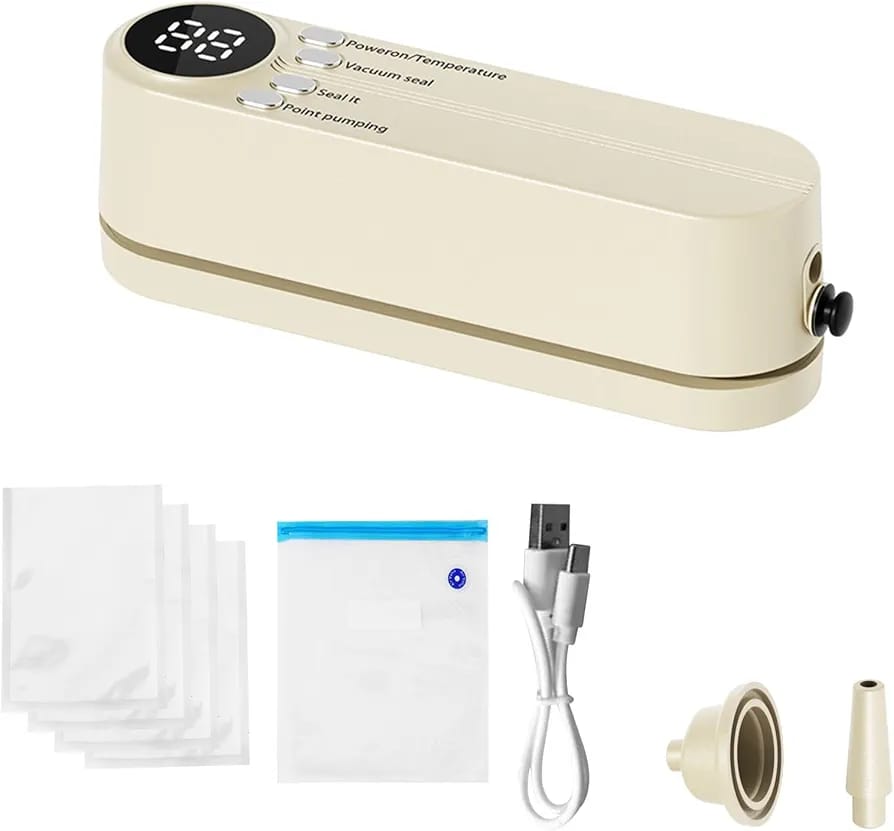Wireless Portable Mini Vacuum Sealer Food Package Plastic Bags Automatic Vacuum Sealing Machine Rechargeable for Kitchen Vacuum Sealer