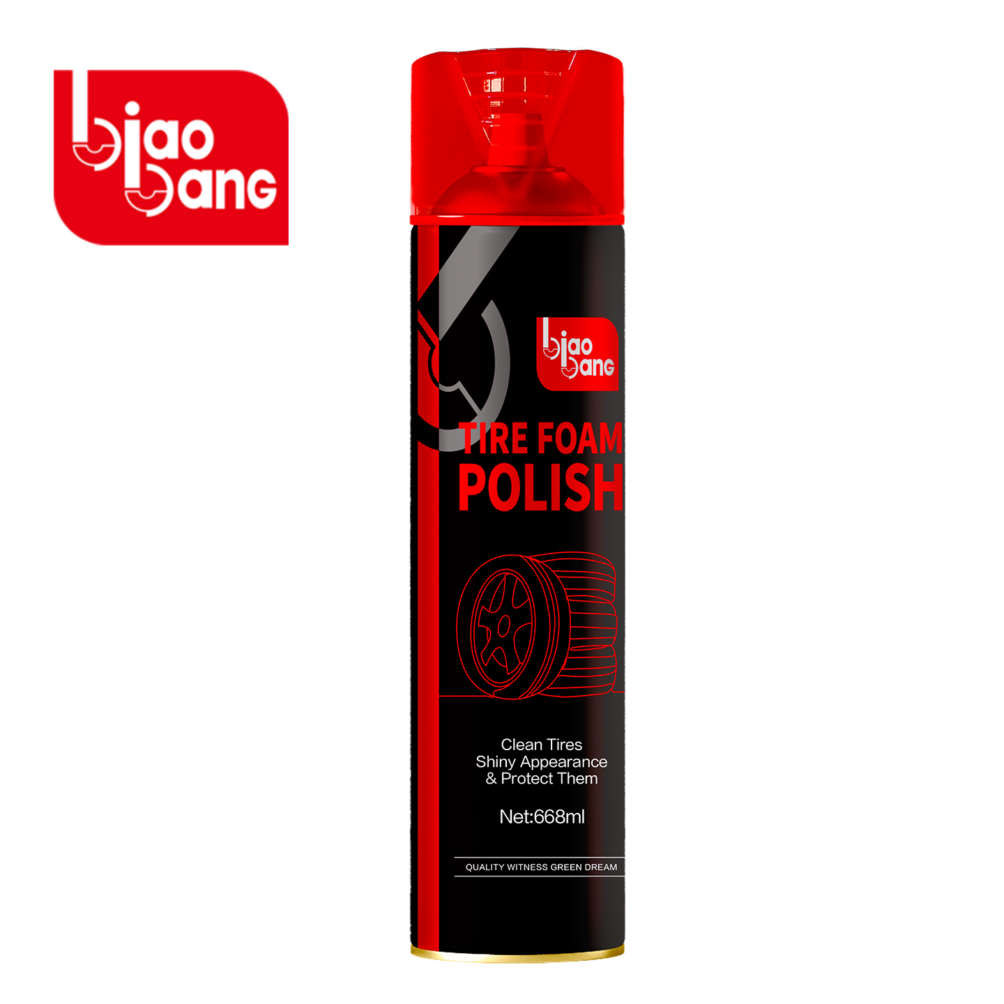 Tire Foam Polish - 668ML No-Wipe Spray for Deep Tire Cleaning & Shine VOC Compliant Biaobang
