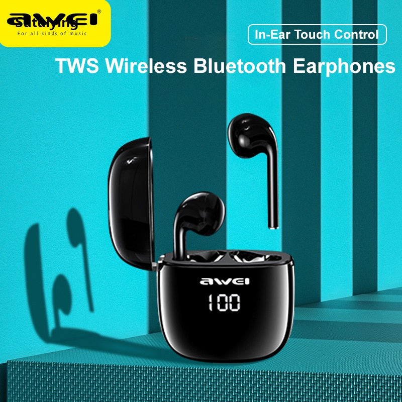 Sutuiying Awei T28Pro/T28/T28P TWS Wireless Bluetooth Earphone In-ear Headset Sales promotion Bass Headphones Mini Earbuds With Mic RGB Gaming Earphones