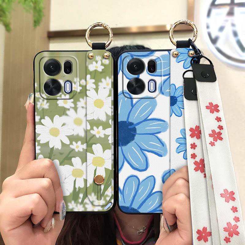 Ring Anti-dust Phone Case For OPPO K15 Pro+ Soft case Wristband Back Cover Oil Painting Wrist Strap Kickstand Shockproof