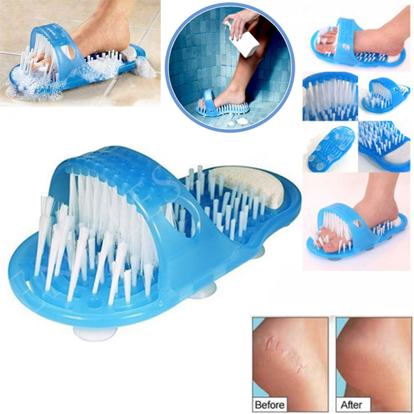 Bathroom Shower No-Bending Feet Brush | Foot Cleaning Bristle Slipper Washer | Stick-On Floor Bath Scrubber & Massager Mixmart