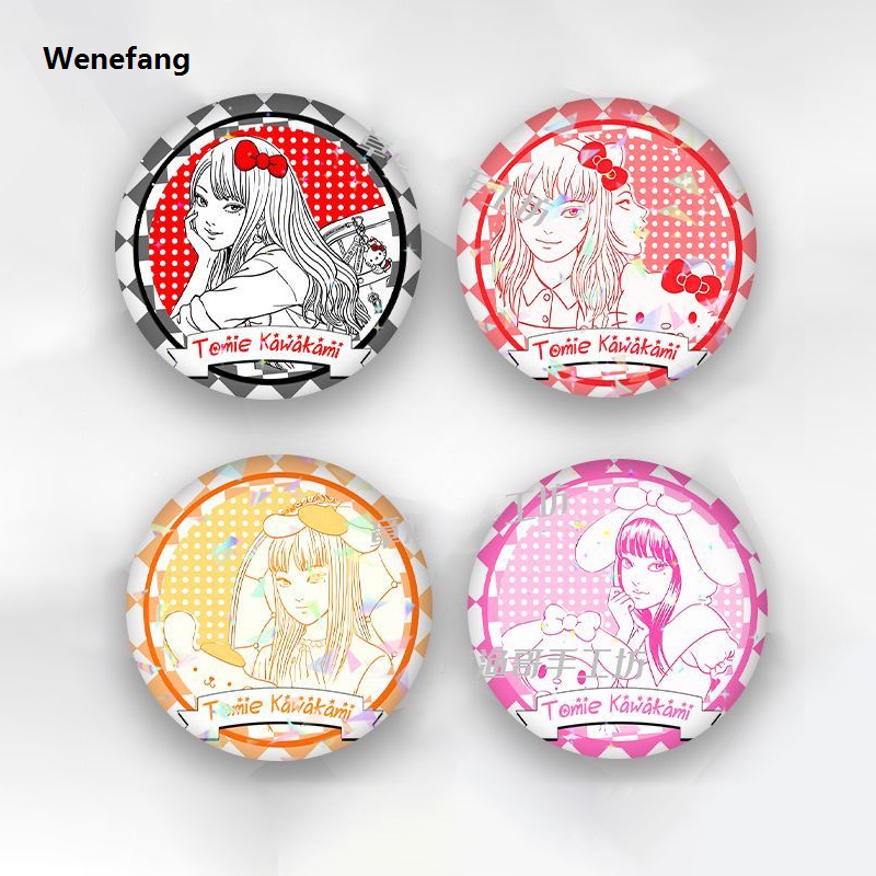 Wenefang Sanrio Tomie Junji Ito Hello Kitty Cinnamoroll Linkage Brooch Backpack Portable Decorative Badge Brooch Anime Peripheral Accessories Gift