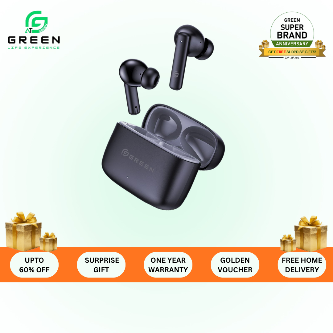 Green Leaf-161 True ENC Wireless Gaming Earbuds |50 Hours | Quad Mic | Dual EQ Modes | BT Version 5.3 | 45ms Low Latency| IPX5 Sweatproof | ASAP Charging 10Mins To 150Mins Playback | Fast Charging | 13mm Driver