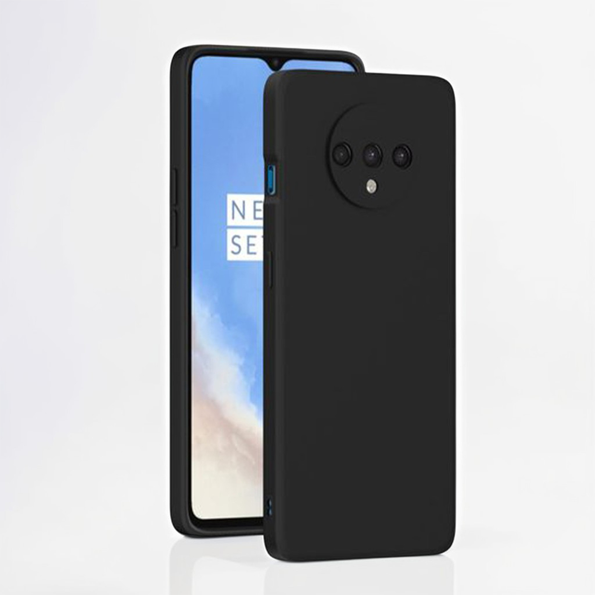 OnePlus 7T Soft Silicone Back Case with Camera Protection Bumper, Non-Slip Grip, Wireless Charging Compatible