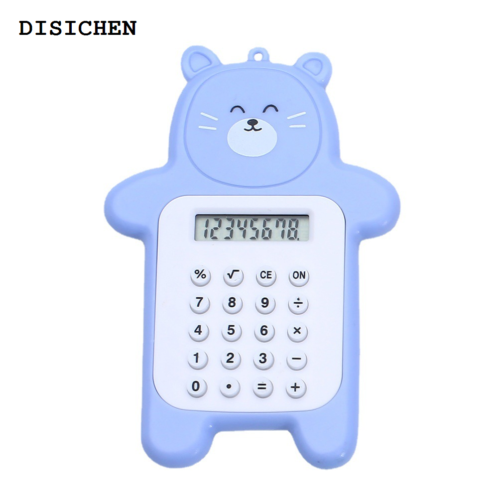 DISICHEN Luxury Bear Shape Scientific Calculator Student Mini Calculator With Silicone Pressing Buttons Battery Powered Counter Accounting Tool