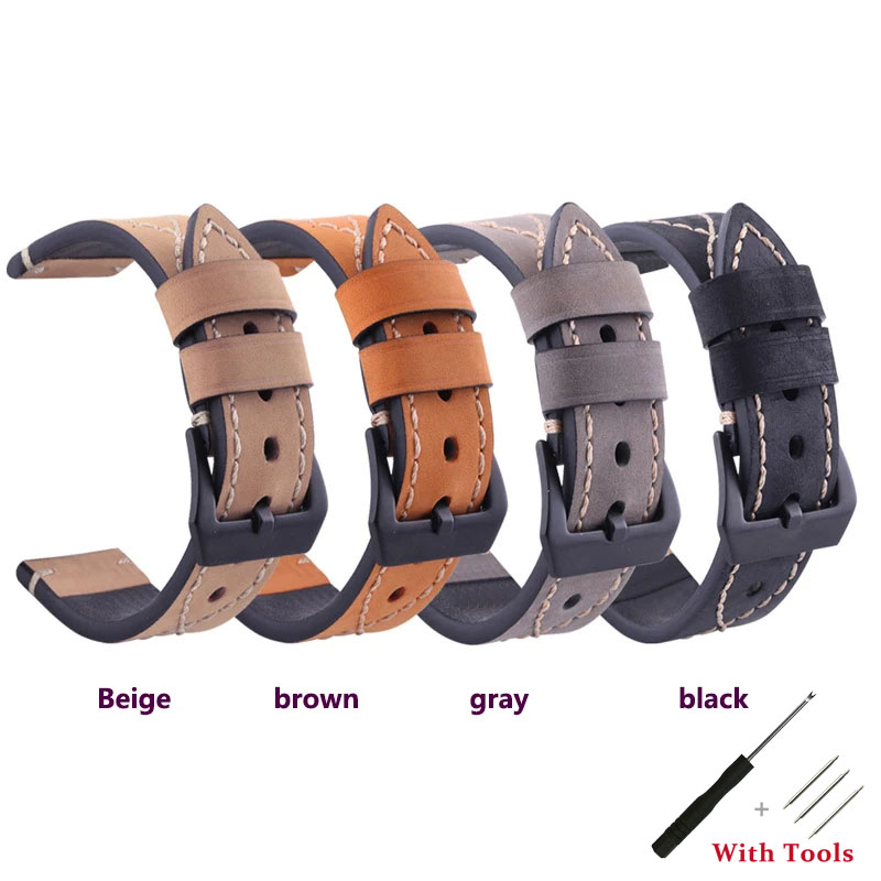 Retro Men Embossed Watch Band 20mm 22mm 24mm 26mm Comfortable Durable Replacement Genuine Leather Watch Strap