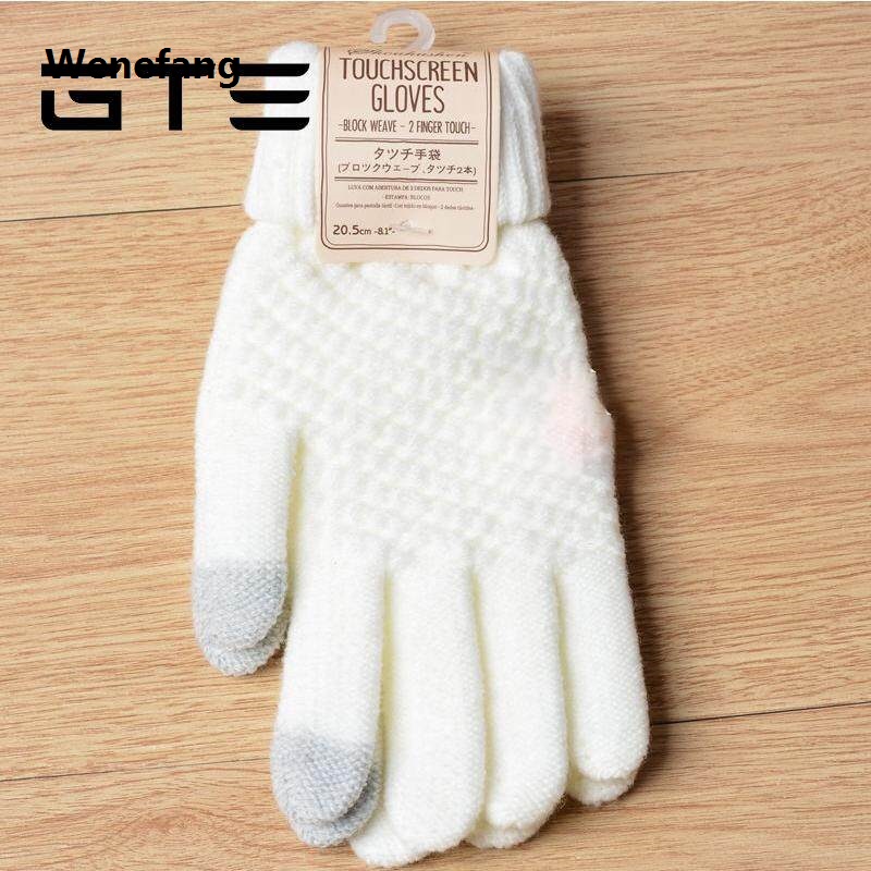 Wenefang GTE 1 Pair Fashion Women Autumn Winter Glove Girls Full Finger Knitted Woolen Mittens Touch Screen Gloves - Fulfilled By GTE SHOP