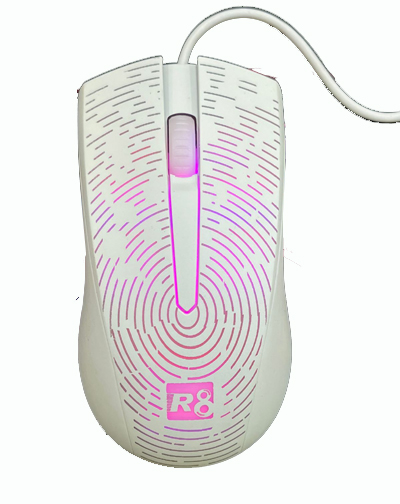 R8 1611 Backlit Gaming Mouse | White | 1200 DPI