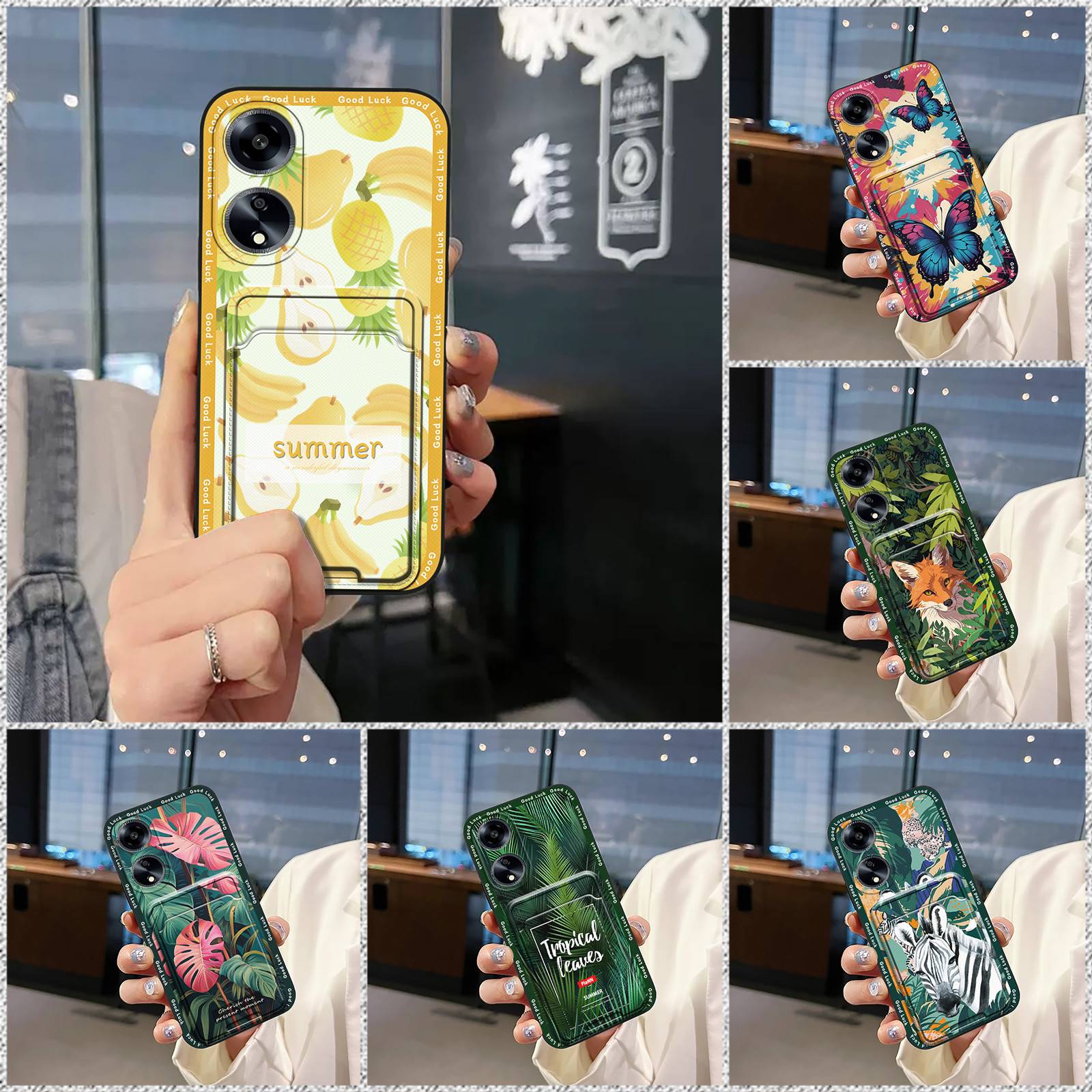 Graffiti Card bag Phone Case For OPPO A1 5G/A98 5G/F23 5G Card slot Cartoon protective Anti-knock Waterproof Shockproof