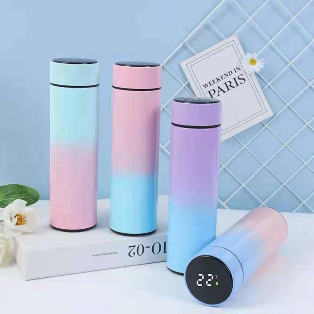 ature Thermos Bottle Vacuum Flasks TemperDisplay Stainless Steel Travel Mug Milk Mug Thermos Mixedcolor Cup-500ML