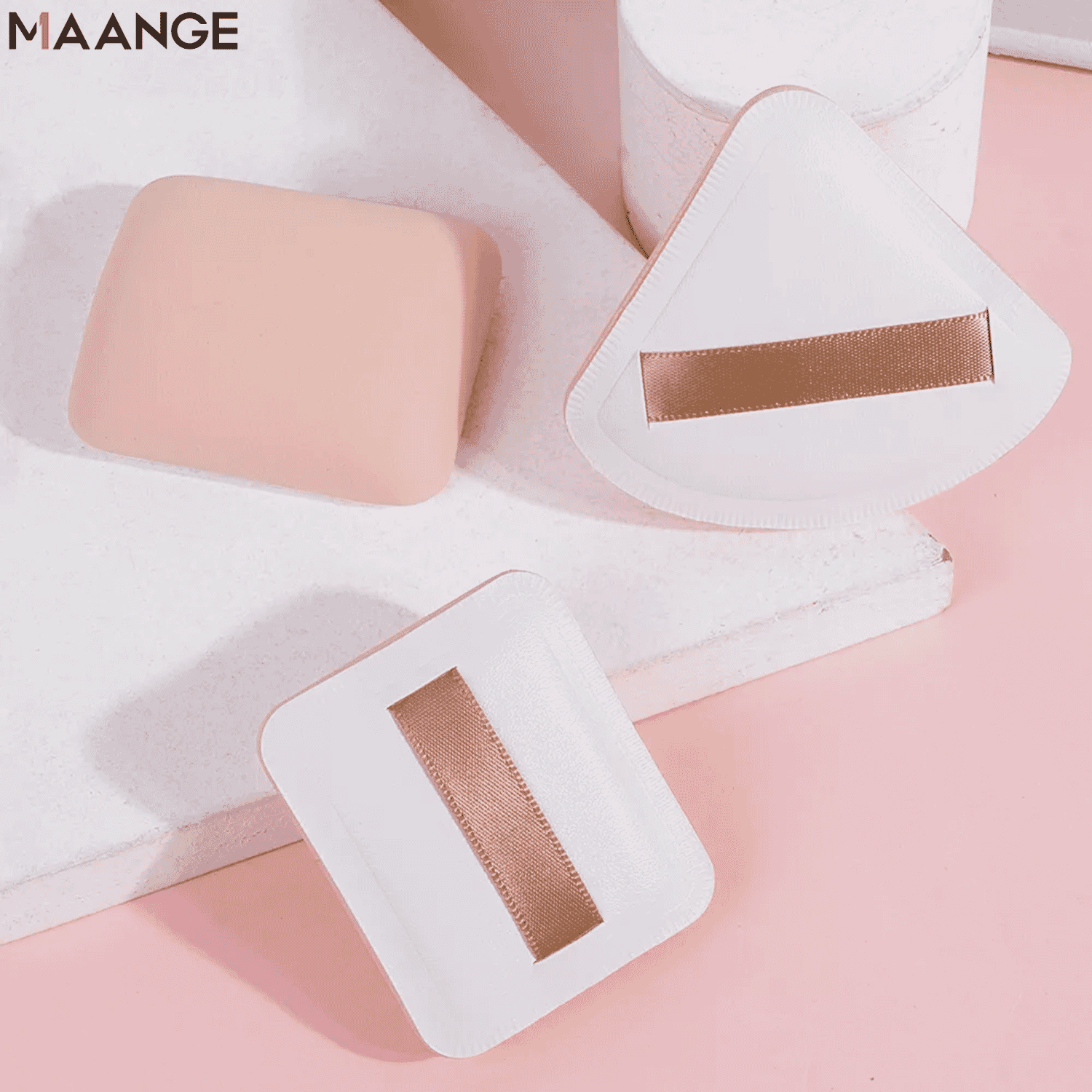 MAANGE 1Pc Square Triangle Puffs, Soft Cotton Candy Puffs With Strong Powder Grasping Dry And Wet Dual-Use Puff MAG51144