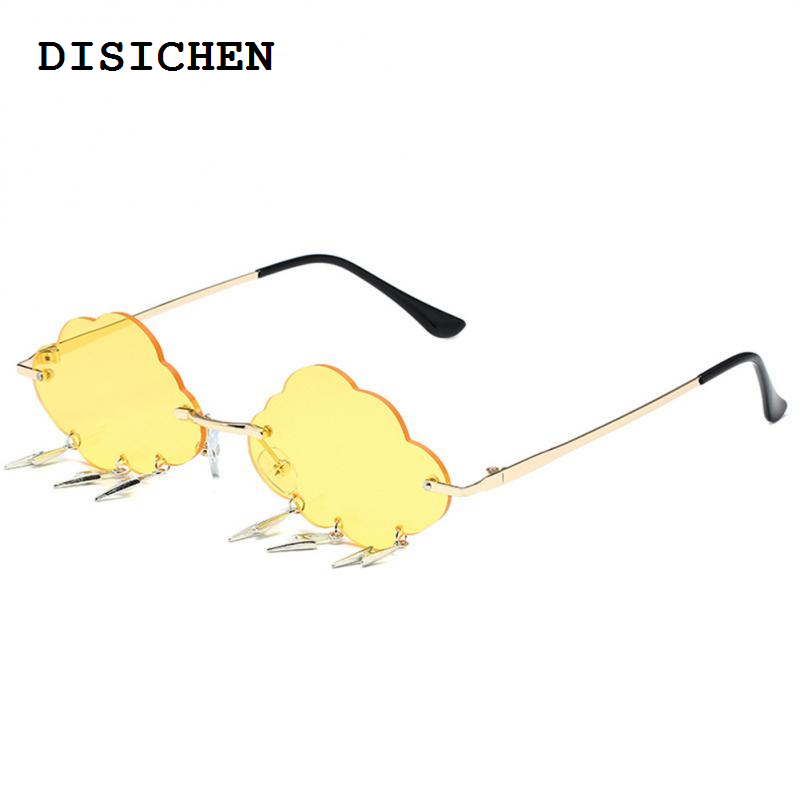DISICHEN Special 2024 Funny Cloud Shaped Sunglasses Y2K Trendy Rimless Tassel Shades Luxury Women Design Sun Glasses Eyewear UV400
