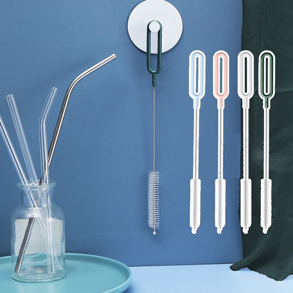 Spiral Stainless Steel Nylon Brushes Reusable Household Straw Cleaning Brush Kitchen Gadgets with Long Handle Baby Bottle Cleaner