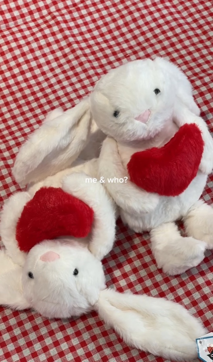 Masala Beads Kawaii Jelly Cat Cute Rabbit With Heart Plush Toy Lop Eared Stuffed Animal Doll Babies Sleeping Companion 30cm Long Ear Bunny Toys For Girls Gift Bedroom Plushies Decor Easter Birthday Gift